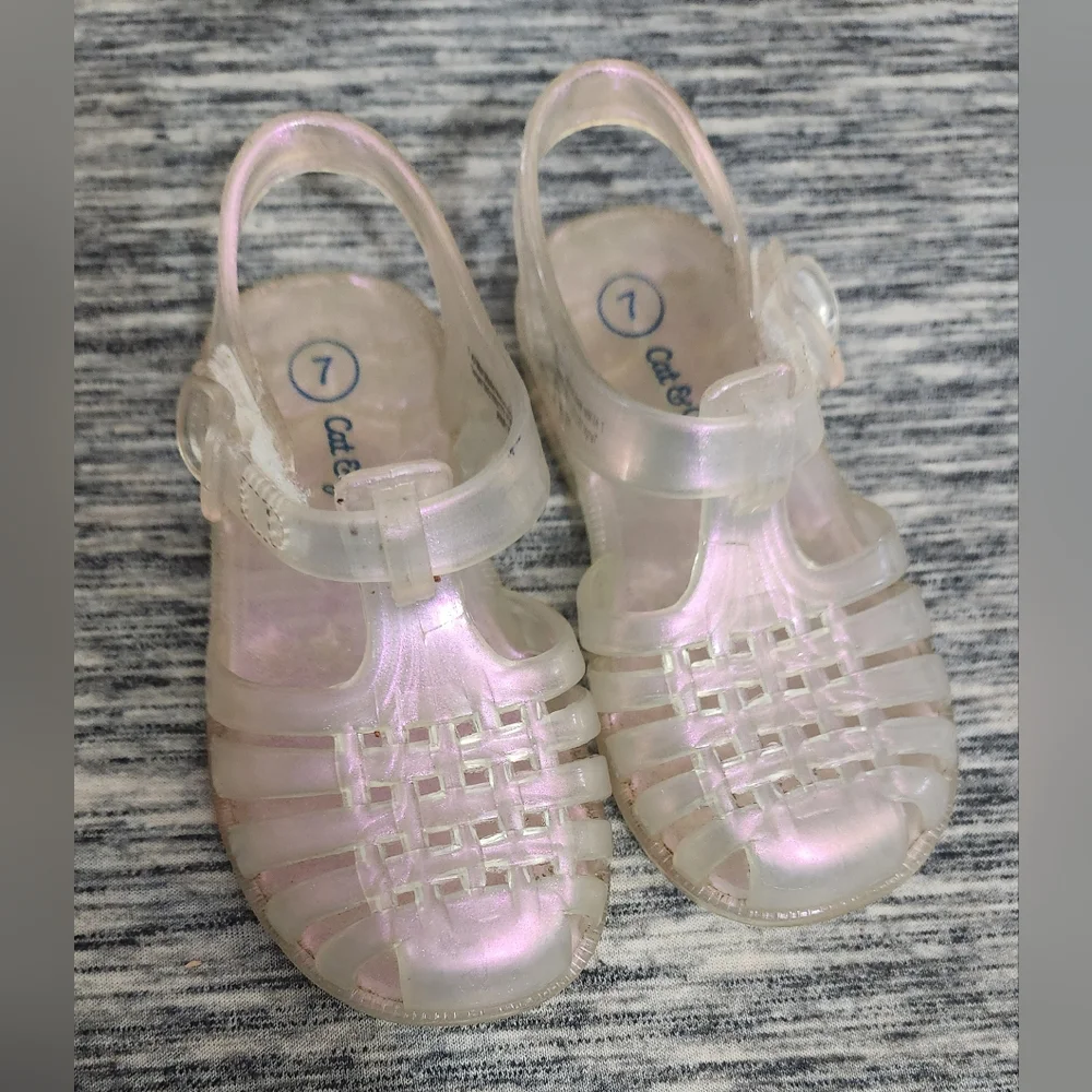 Cat & Jack Kids' Iridescent Velcro Ankle Jelly Sandals